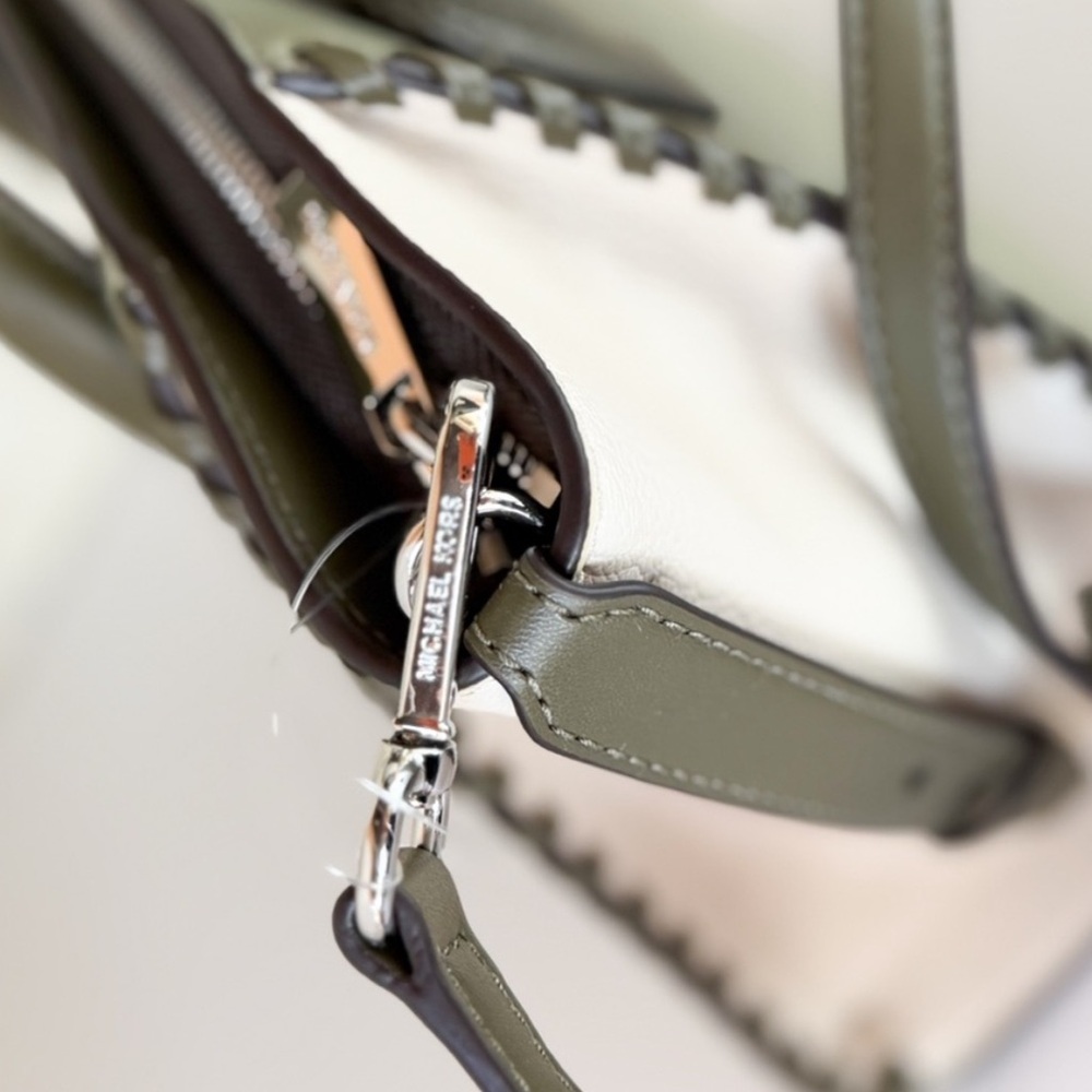 Michael Kors Avril Satchel in Green and White - Picture 3 of 4